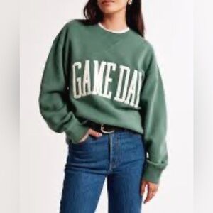 Abercrombie & Fitch Soft A&F Collection Green Game Day Vintage Sunday Crew S